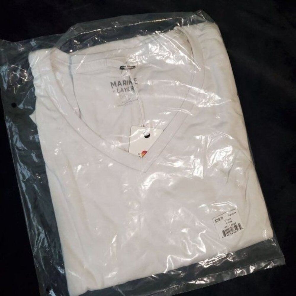 Marine Layer mens tee shirts sz XXL white Vneck Short Sleeve soft supima - Picture 11 of 12